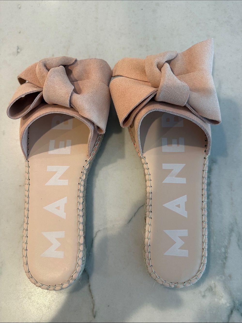 Mansur Gavriel Blush Pink Bow Mules